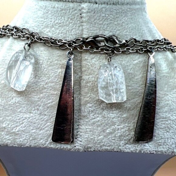 Vintage Boho Metal & Quartz Crystal Pendant Necklace.  B53 - Picture 11 of 12